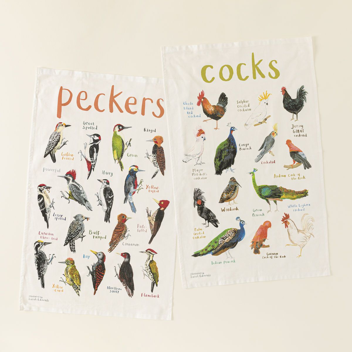 Fowl Language Tea Towels - Peckers & Cocks | UncommonGoods