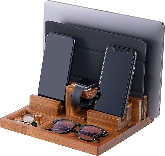 WUTCRFT - Wood Charging Station/Nightstand Organizer for Multiple Devices Including Phone, Smart ... | Amazon (US)