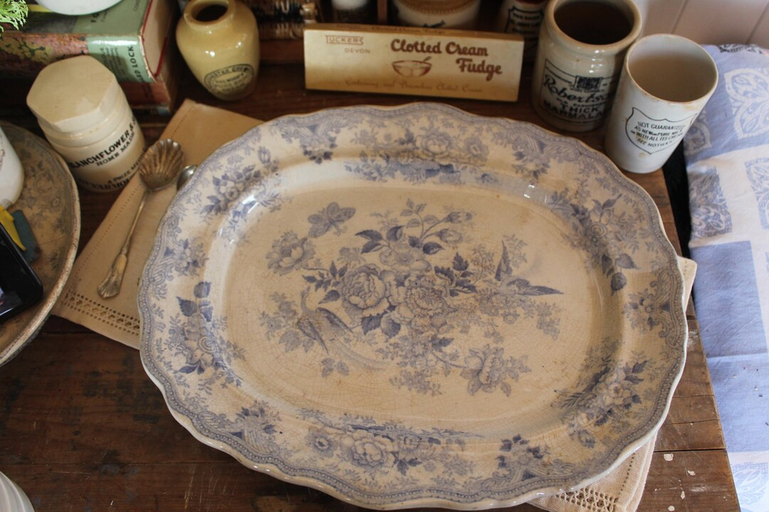 Antique Ironstone English Blue and White Wedgewood Platter: Farmhouse Decor, Asiatic Pheasant Pla... | Etsy (US)
