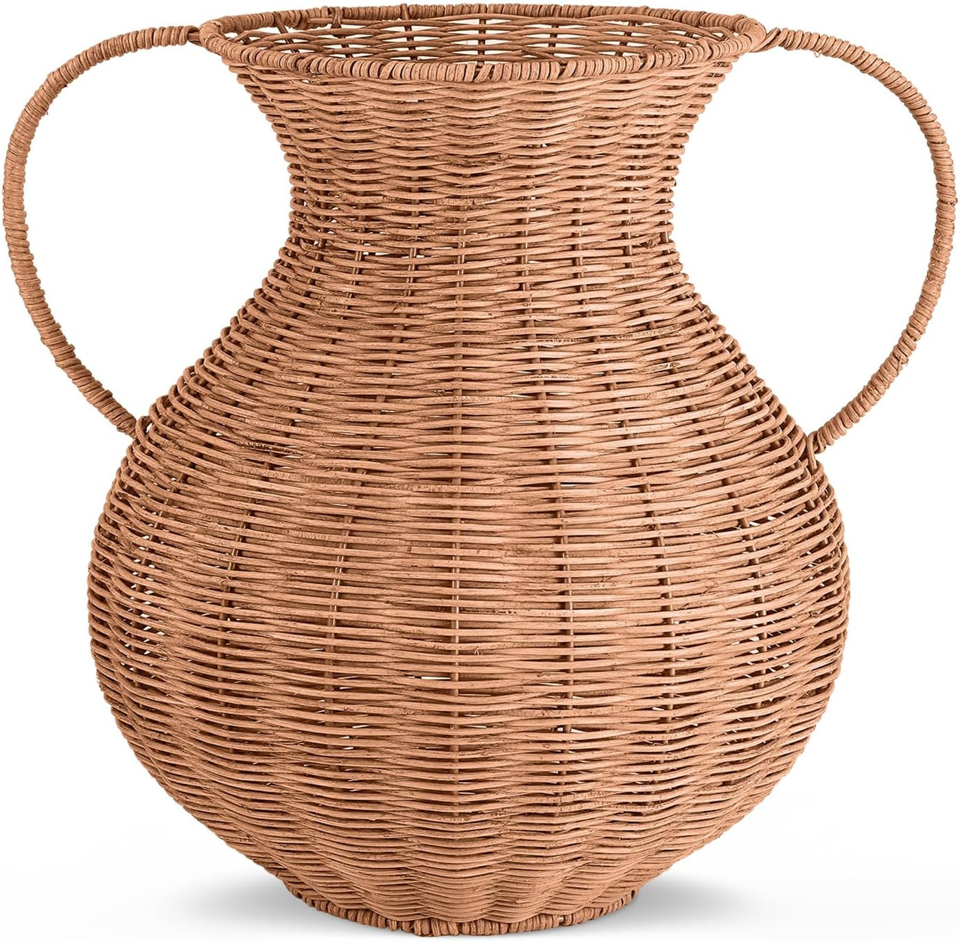 Ninehaoou 1 Pack Real Rattan Vase Woven Vase for Flowers Decorative Wicker Flower Plant Weave Basket Dark Brown Country Rustic Pastoral Style Tabletop Centerpiece for Home Decoration 15.25 x 13 Inch | Amazon (US)