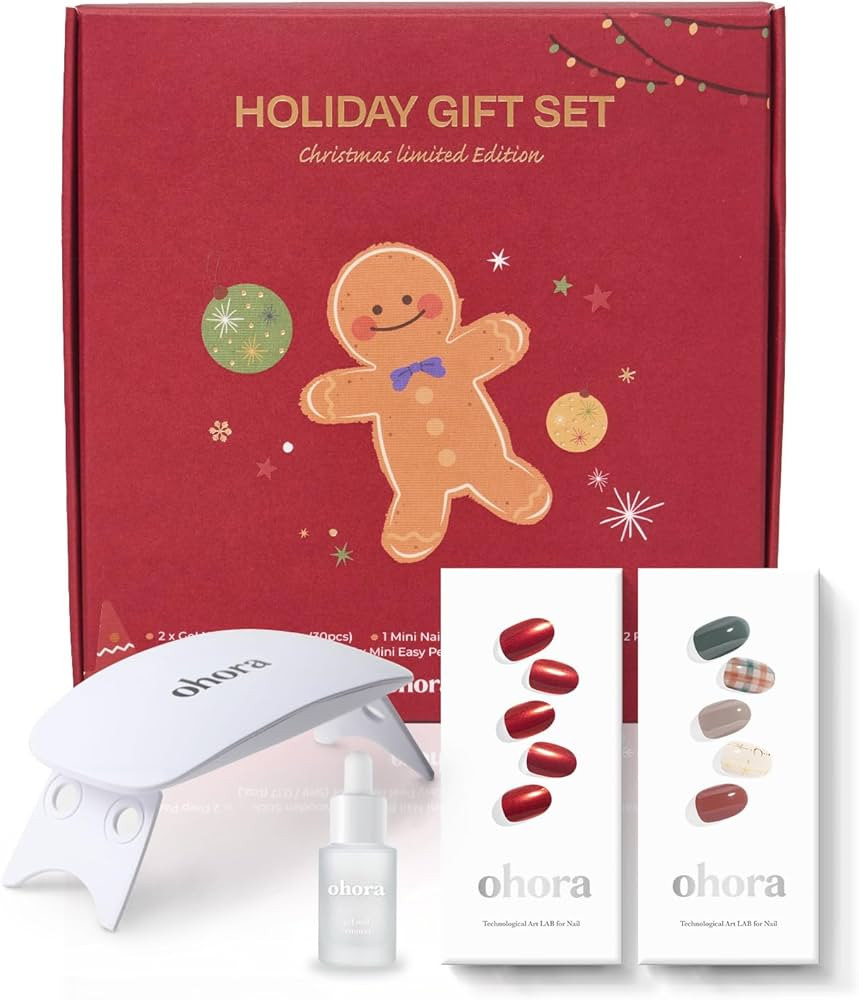 ohora Semi Cured Gel Nail Strips ([2025 Christmas Set] N Red Chrome & N Joy) - Works with Any Lam... | Amazon (US)