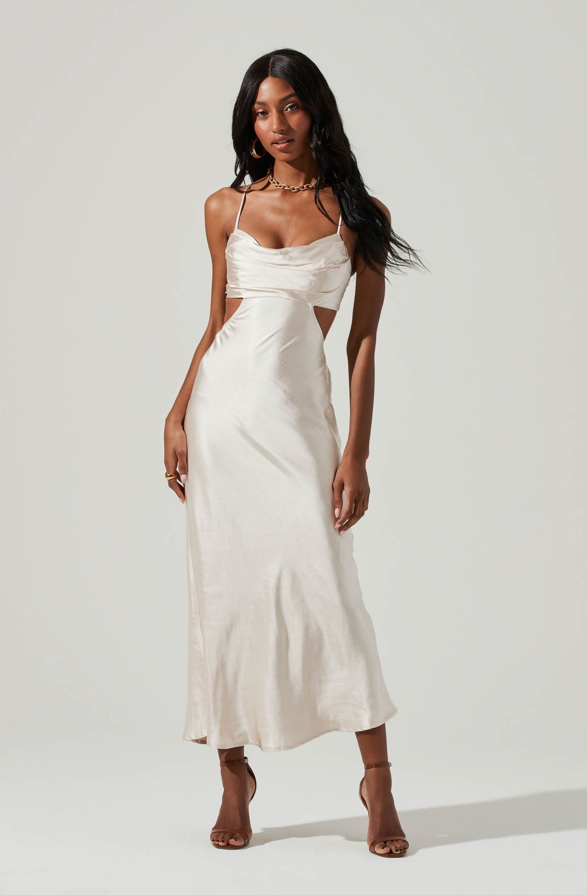 Colette Satin Cutout Midi Dress | ASTR The Label (US)
