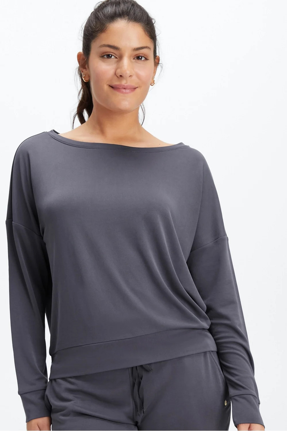 Eco Sleek Knit Boat Neck Pullover | Fabletics - North America