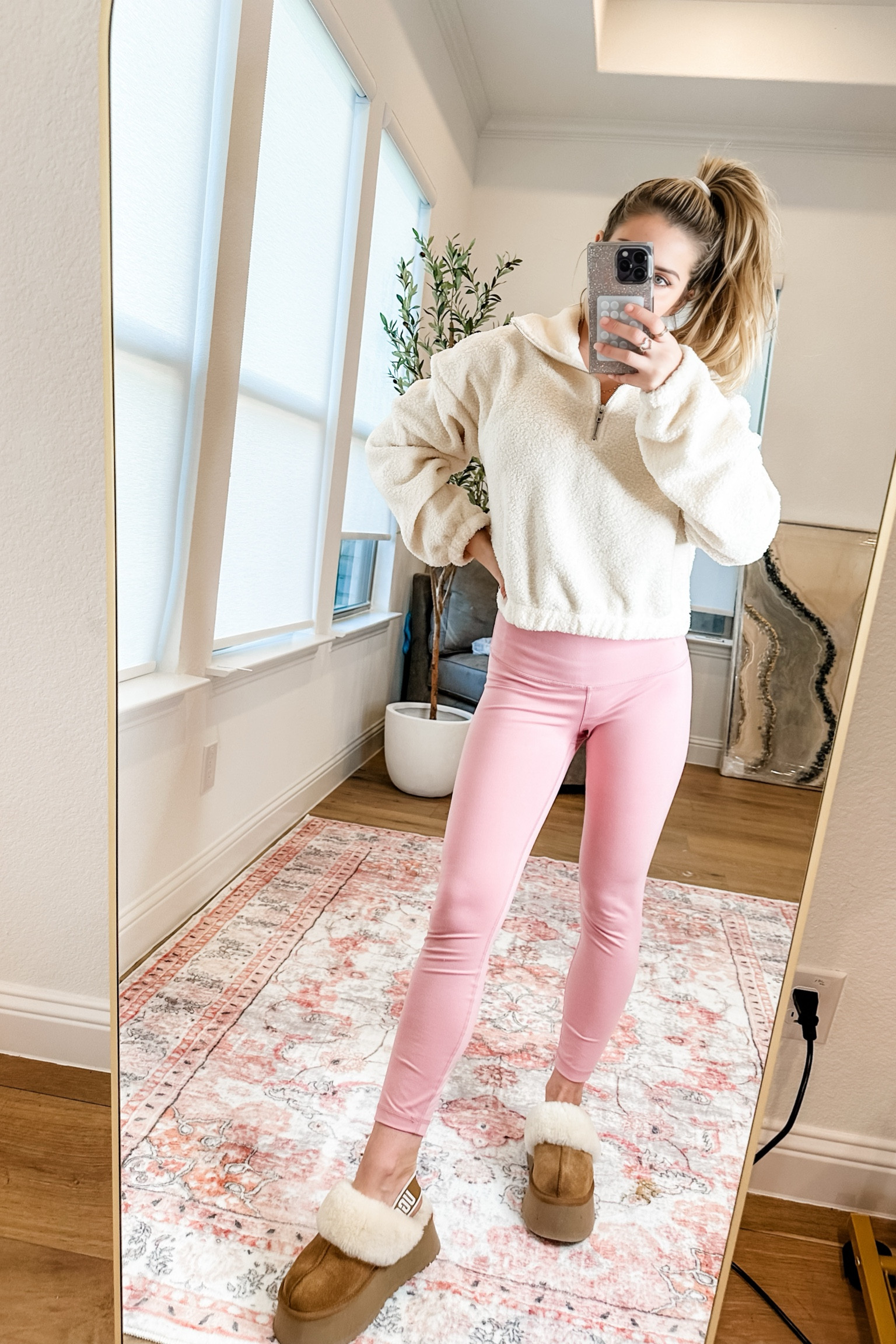 Cropped Sherpa top. Pink leggings. Lulu lemon inspired. Ugg platform shoes 

#LTKfitness #LTKshoecrush #LTKstyletip