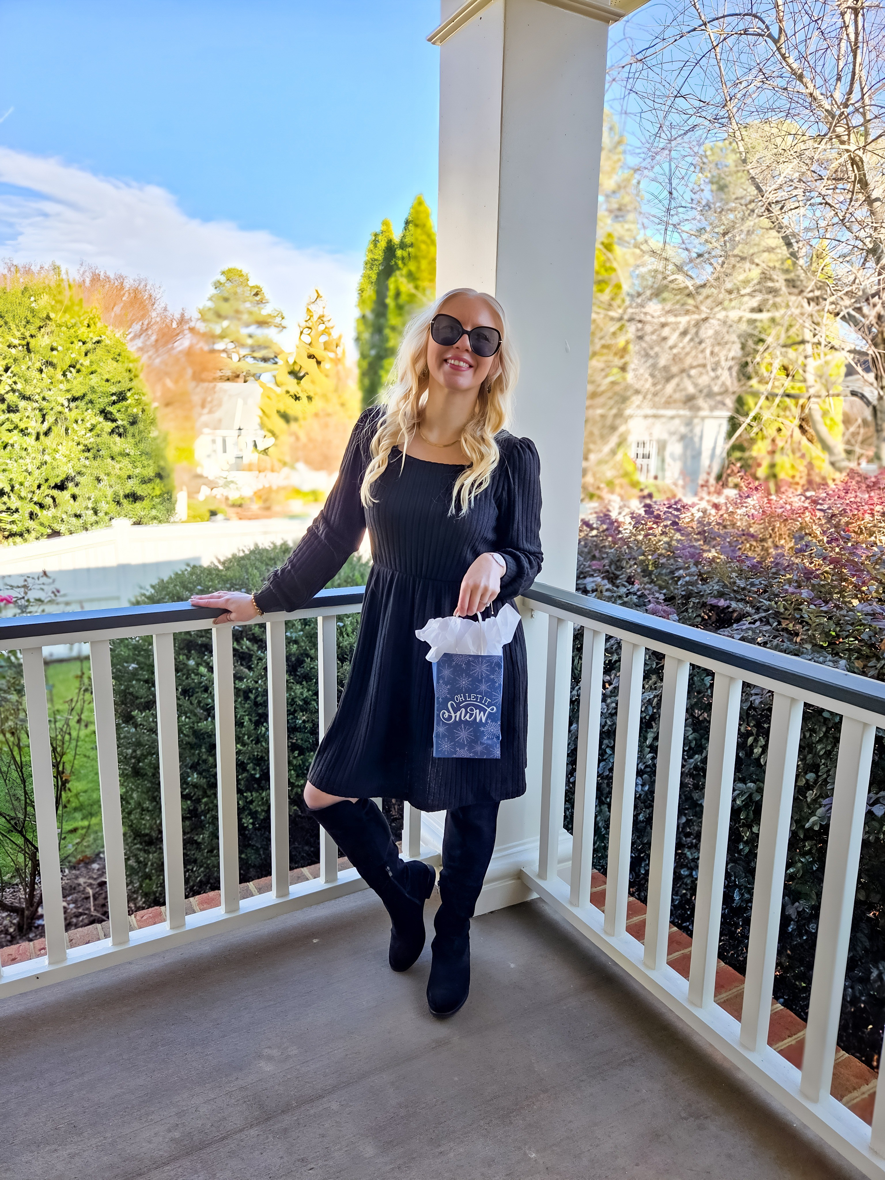 I am loving this black sweater dress! It is super cute for the winter weather!❄️

