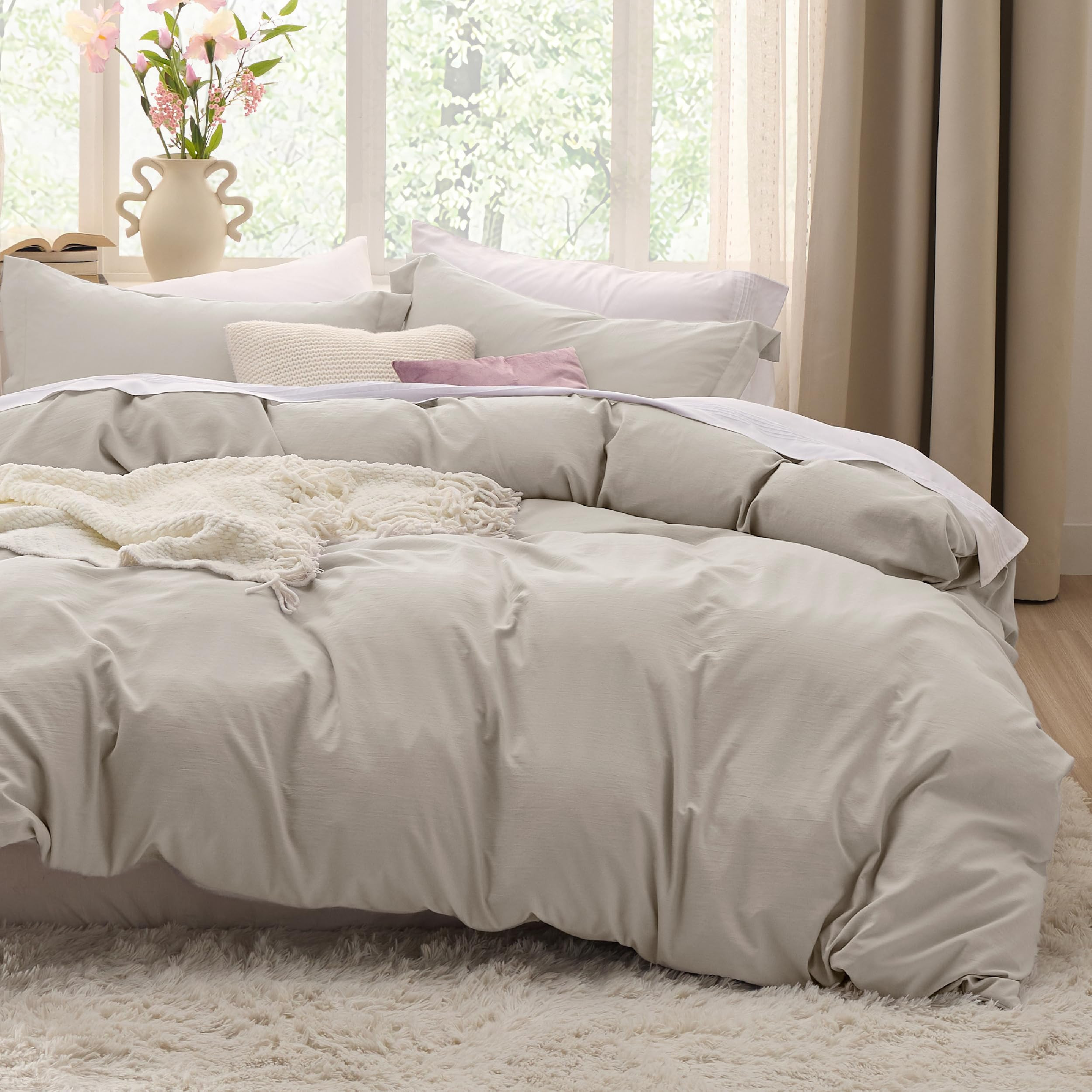 Bedsure Duvet Cover King Size - 3 Pieces Prewashed Cotton-Like Extra Soft Bedding Set, Includes 1... | Amazon (US)