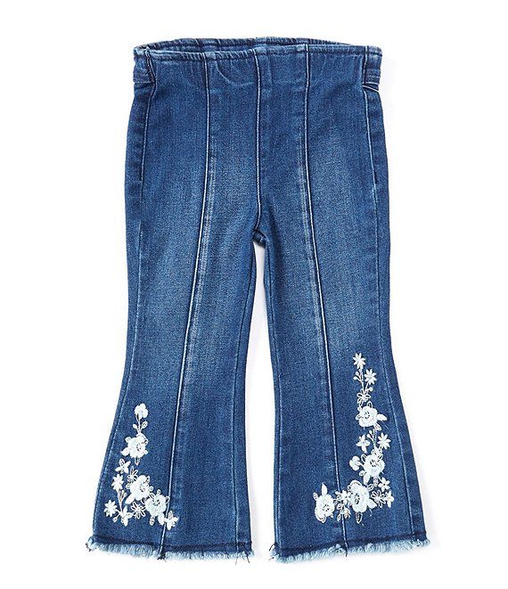 Baby Girls 12-24 Months Embroidered Denim Wide Leg Pull-On Jeans | Dillard's