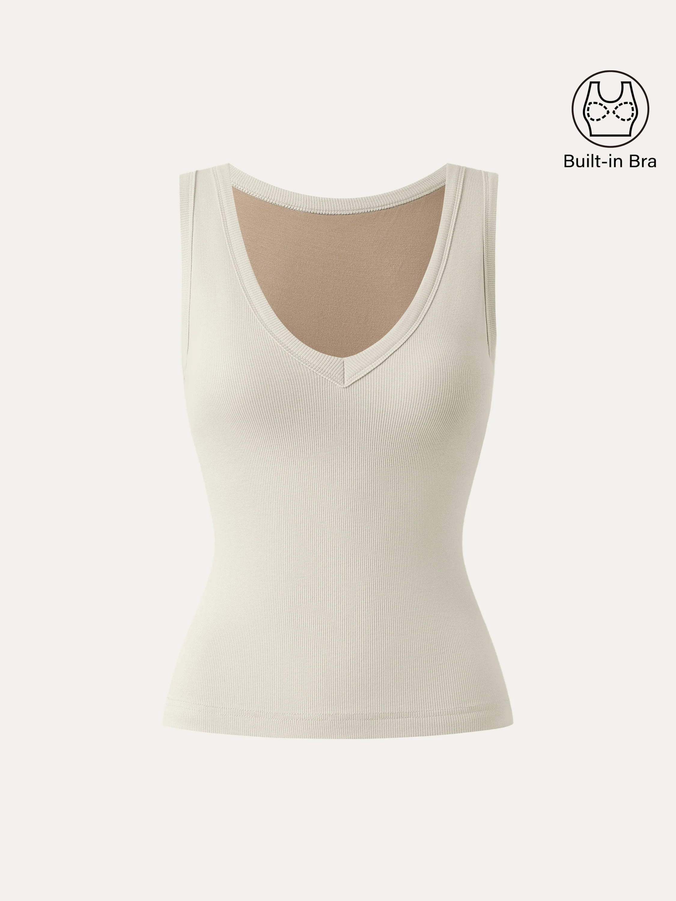 Stretchy V-neck Cotton New Airy Bra Tank - Lime Ivory / M | OGLmove