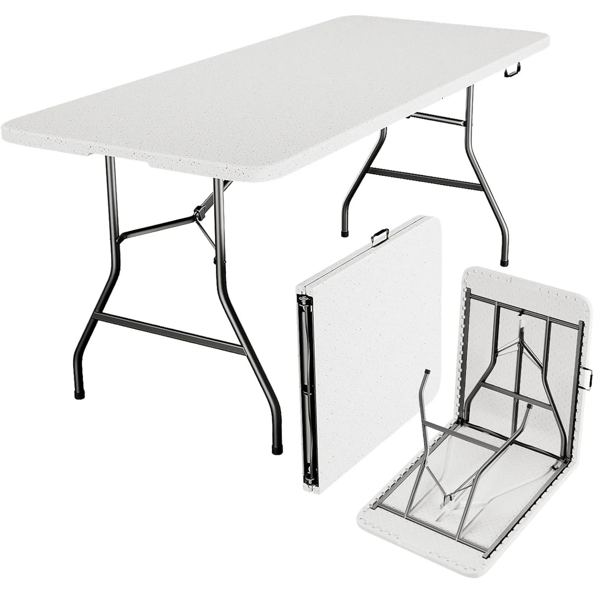 6FT Plastic Folding Table, Heavy Duty Picnic Table, Waterproof ,400 Lbs Load , Foldable for Picni... | Wayfair North America