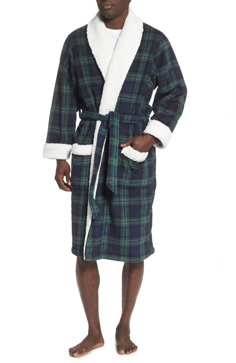 Nordstrom Men's Shop Plaid Fleece Robe with Faux Shearling Lining | Nordstrom | Nordstrom