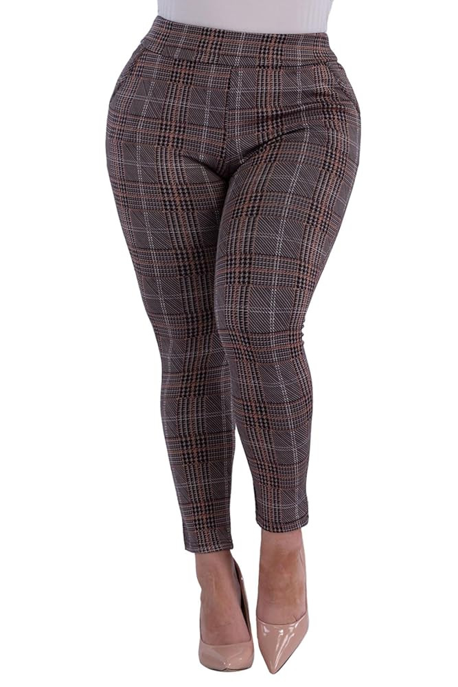 ShoSho Womens Plus Size Skinny Pants Slim Fit Trousers Treggings Pull-On Pants Leggings | Amazon (US)