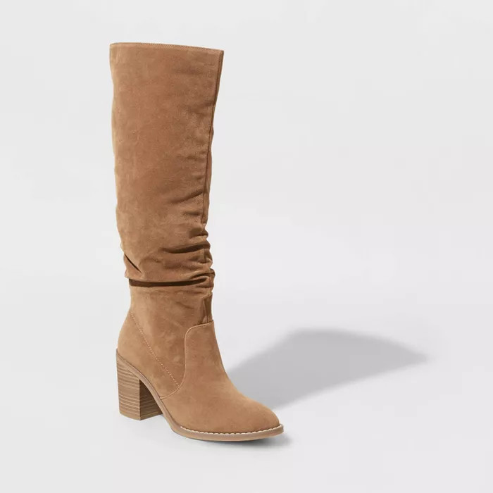Women's Lainee Heeled Scrunch Boots - Universal Thread™ Taupe 6.5 | Target
