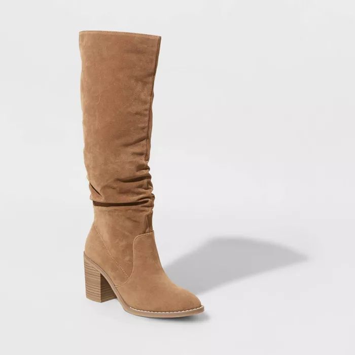 Women&#39;s Lainee Heeled Scrunch Boots - Universal Thread&#8482; Taupe 6.5 | Target