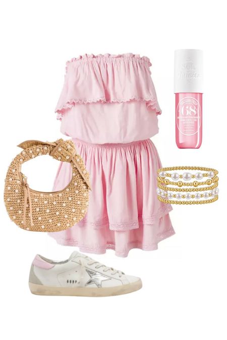 resort wear//pink outfit//beach//gold bracelet stack//golden goose//beach bag

#LTKSeasonal #LTKfindsunder100 #LTKtravel