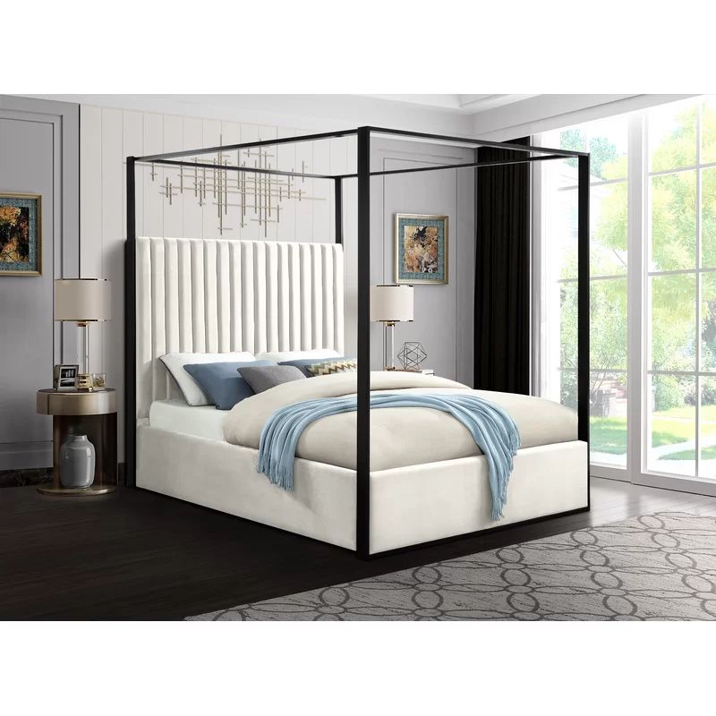 Gianluca Tufted Upholstered Low Profile Canopy Bed | Wayfair North America
