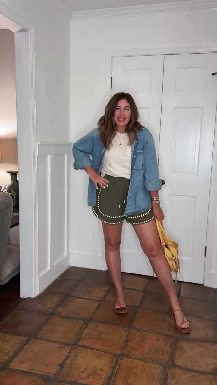 @Target  shorts online vs. how I styled them💚

100% cotton with embroidered details
Pockets
They say they are mid rise, but they fit me high-rise. True to size with a baggy fit. I am wearing a medium if you’re between sizes, you may want to size down depending on how you want your shorts to fit.
This color is perfect to wear now and transition into fall.

Here are a few ways you can style them and then layer with a denim shirt or denim jacket as the weather cools off

Cotton cropped pintuck tank/medium
Cropped sweater tank/medium
Oversized T-shirt/medium
Cap sleeve jersey knit T/medium
Long sleeve denim shirt/large
 

Over 40 style, summer outfits over 40, vacation outfits beach, work outfits, business casual workwear, back to school outfits, teacher outfits

#LTKMidsize #LTKOver40 #LTKgrwm