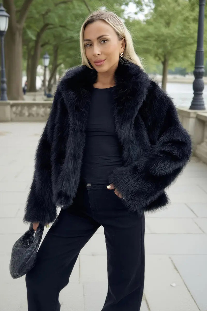 Black Faux Fur Short Jacket | Boohoo.com (UK & IE)