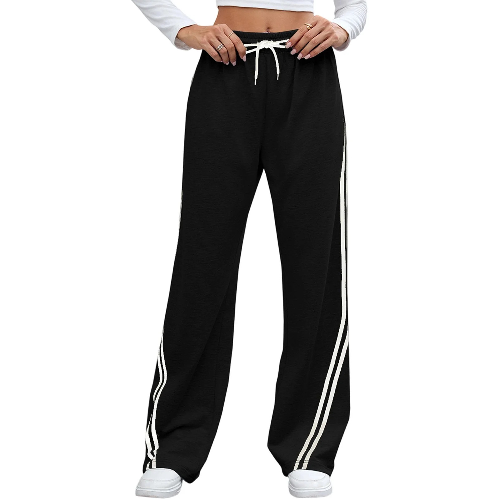 BRDFRL Women Y2k Vintage Track Pants Drawstring Low Waist Side Striped Sweatpants Straight Leg Lo... | Walmart (US)