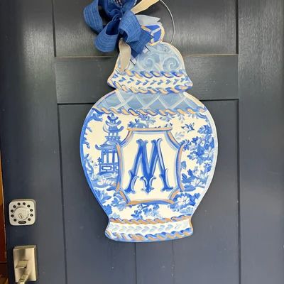 Chinoiserie Ginger Jar Blue White Door Hanger. Year Round Door Hanger. Artist Tree. My Artist Tre... | Etsy (US)