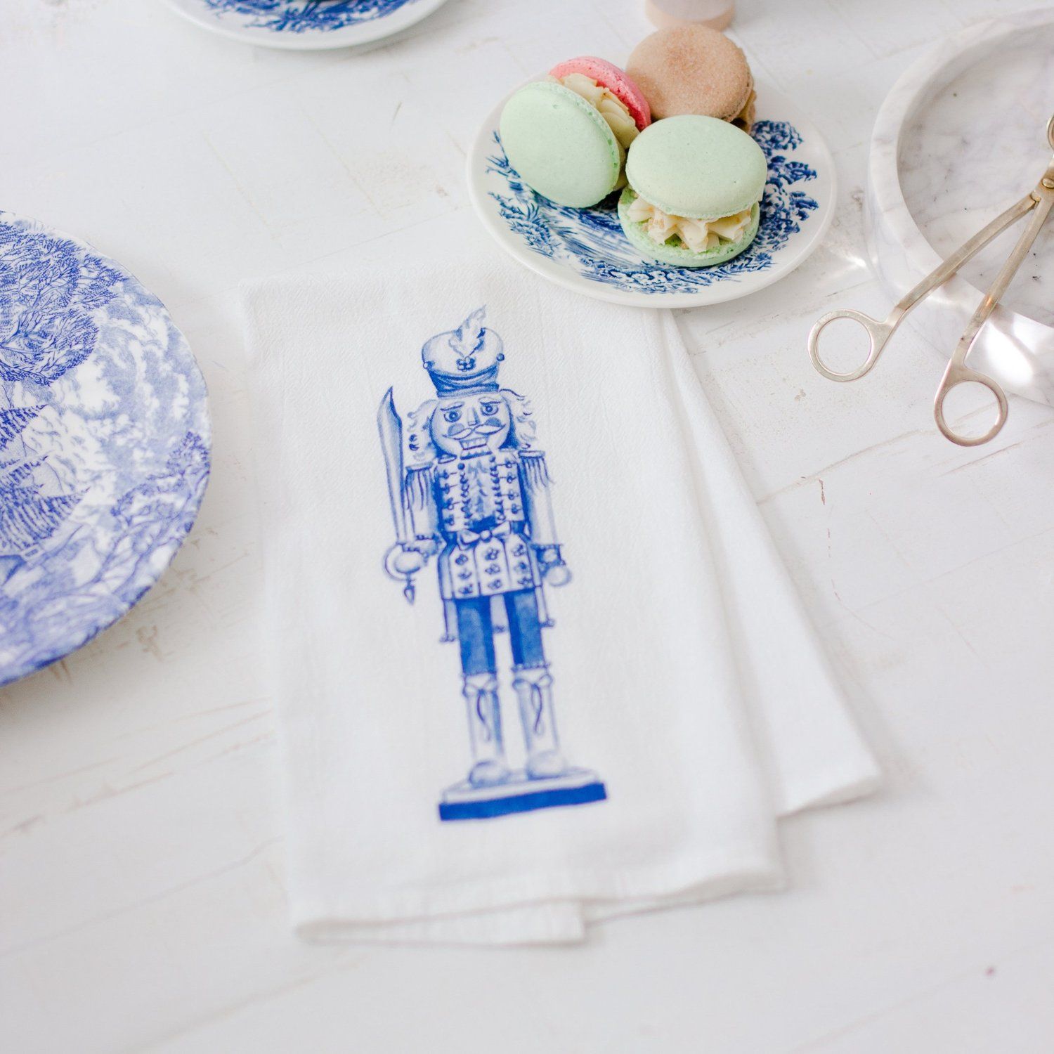 Grandmillennial Blue and White Nutcracker Tea Towel — Simply Jessica Marie | Simply Jessica Marie