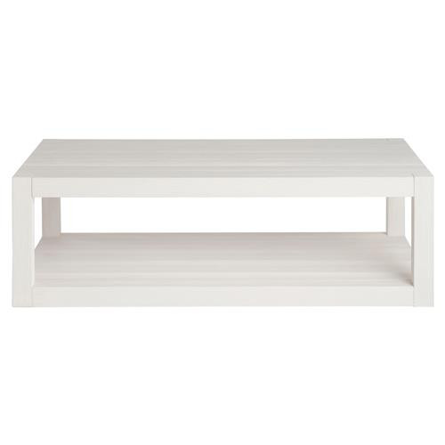 Carter Coastal Beach White Sand Oak 2 Tier Rectangular Coffee Table | Kathy Kuo Home