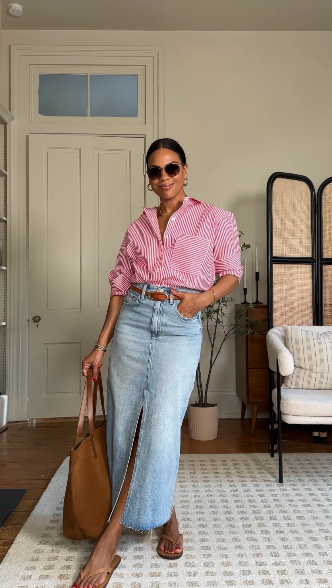 Denim Skirts are so popular this summer. I love this Maxi Denim Skirt from evereve. You can pair it with a tank and sandals on hot summer days or even a colored button up like I did. 

#LTKOver40 #LTKStyleTip