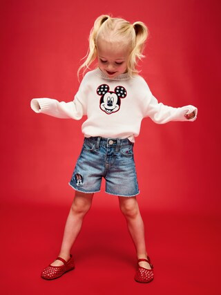 Old Navy x Disney Minnie Mouse Embroidered Frayed-Hem Jean Shorts for Toddler Girls | Old Navy (US)