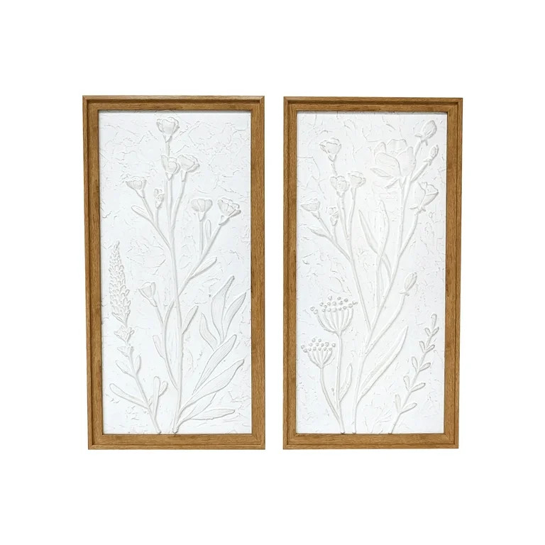 Harbortown White Floral 10" x 20" Framed Art Print (Set of 2) | Walmart (US)