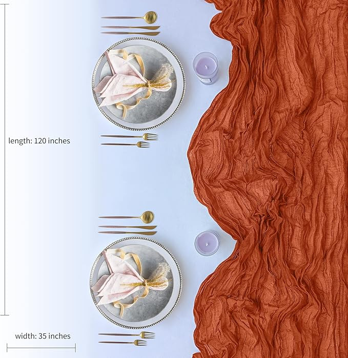 2 Pack Terracotta Cheesecloth Table Runners, 10ft Boho Gauze Table Runner Rustic Rust Wedding Che... | Amazon (US)