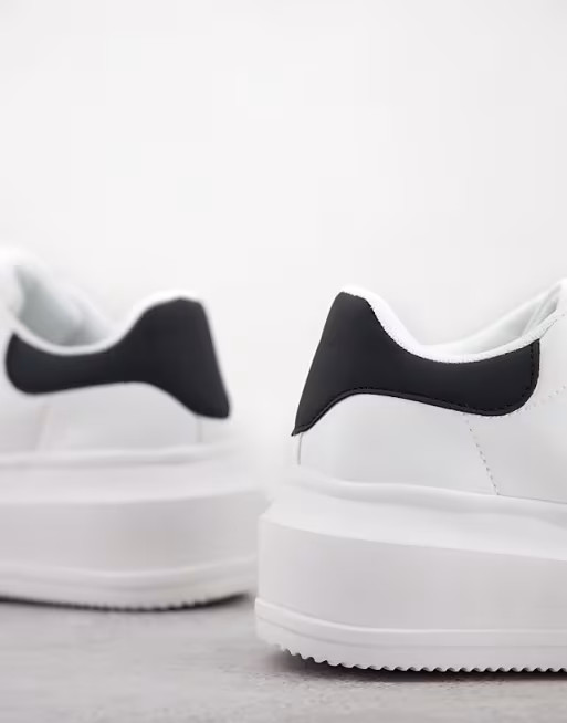 ASOS DESIGN Wide Fit Dorina chunky sole sneakers in white | ASOS (Global)