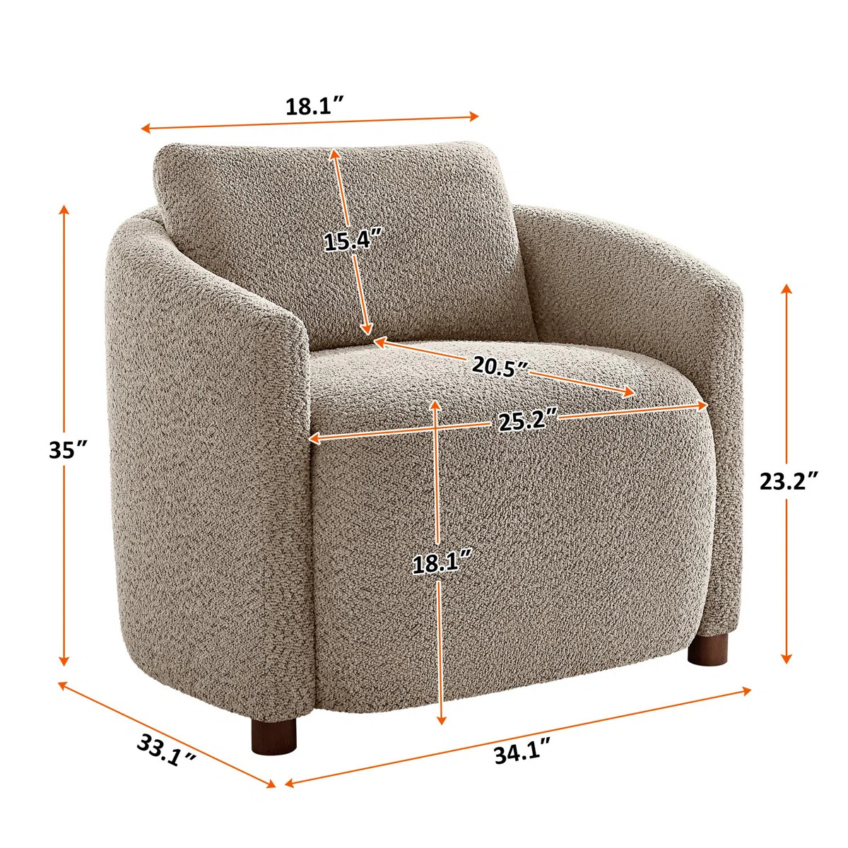 34.1'' Upholstered Accent Chair With Removable Back Cushion | Wayfair North America