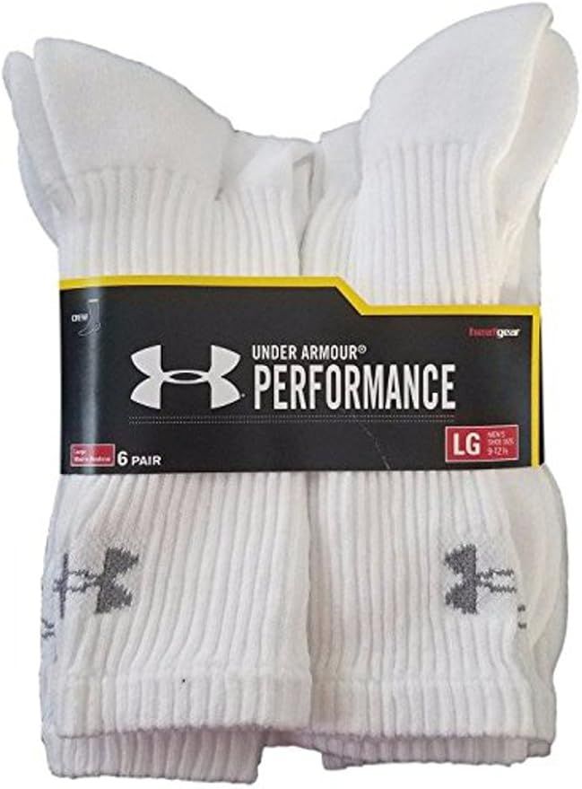 Amazon.com: Under Armour UA Performance Crew Socks 6 Pairs Sz 9-12.5, White, Large : Clothing, Sh... | Amazon (US)