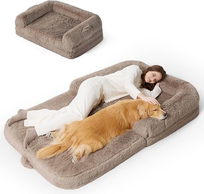Bedsure Foldable Human Dog Bed - 2 in 1 Flexible Giant Human Dog Bed for Adult People with Suppor... | Amazon (US)