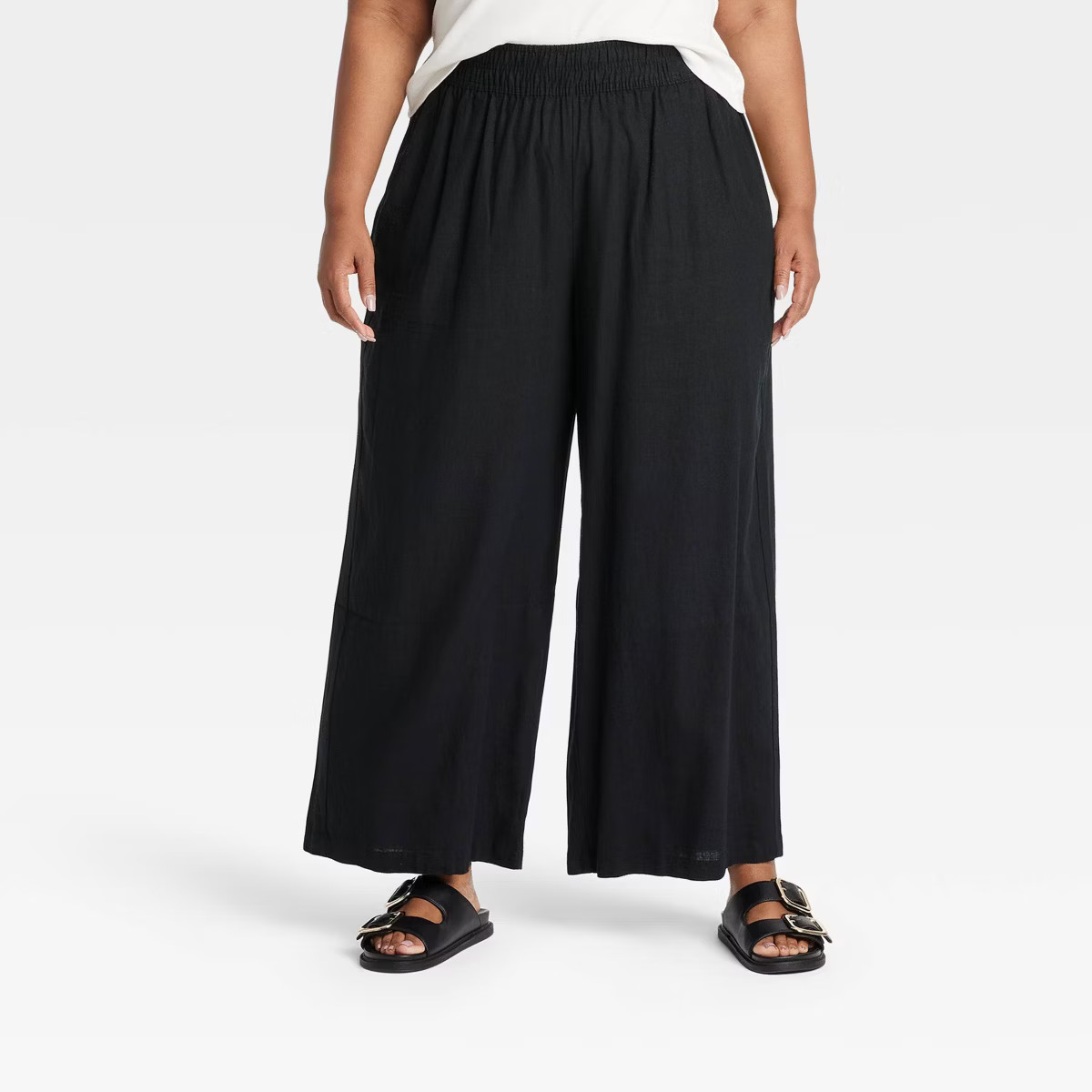Women's High-Rise Wide Leg Linen Pull-On Pants - Ava & Viv™ | Target