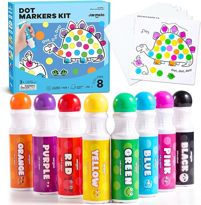 Jar Melo Washable Dot Markers for Toddlers, 8 Colors Dot Paints with 120 Printed PDF & 10 Activit... | Amazon (US)
