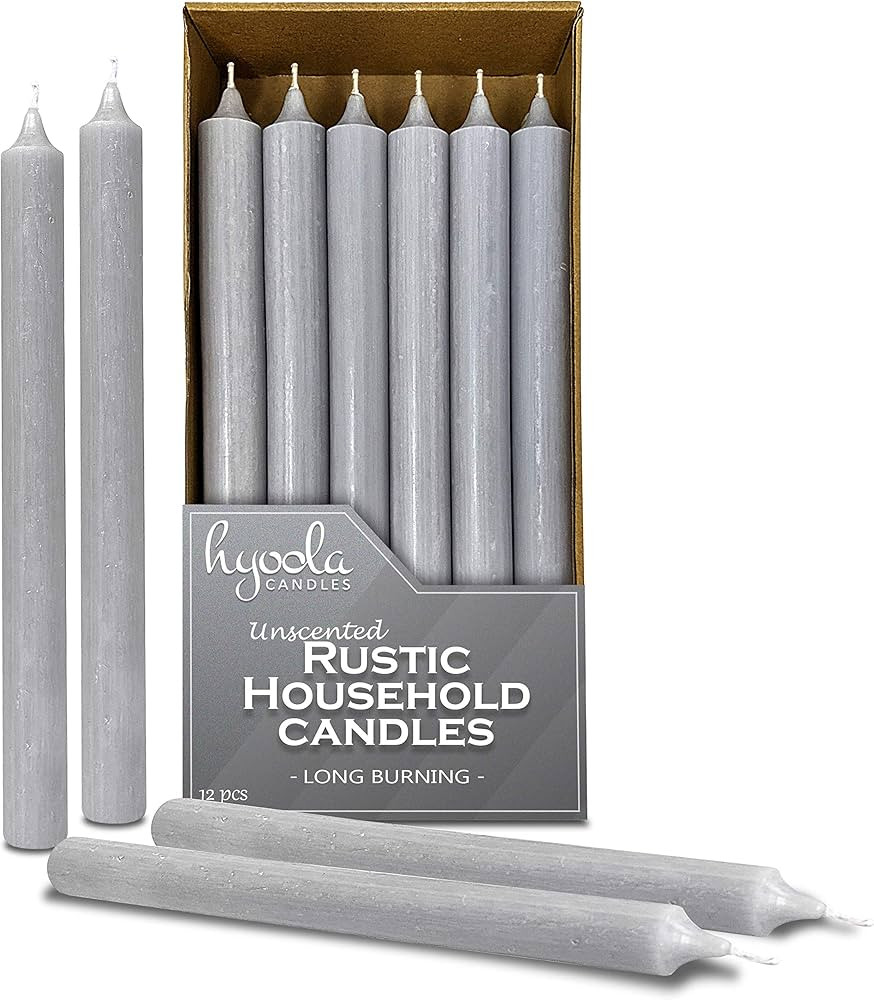 Hyoola 10 Inch Dinner Candles - 12 Pack - Light Gray Tall Candles - Unscented Rustic Candles - Lo... | Amazon (US)