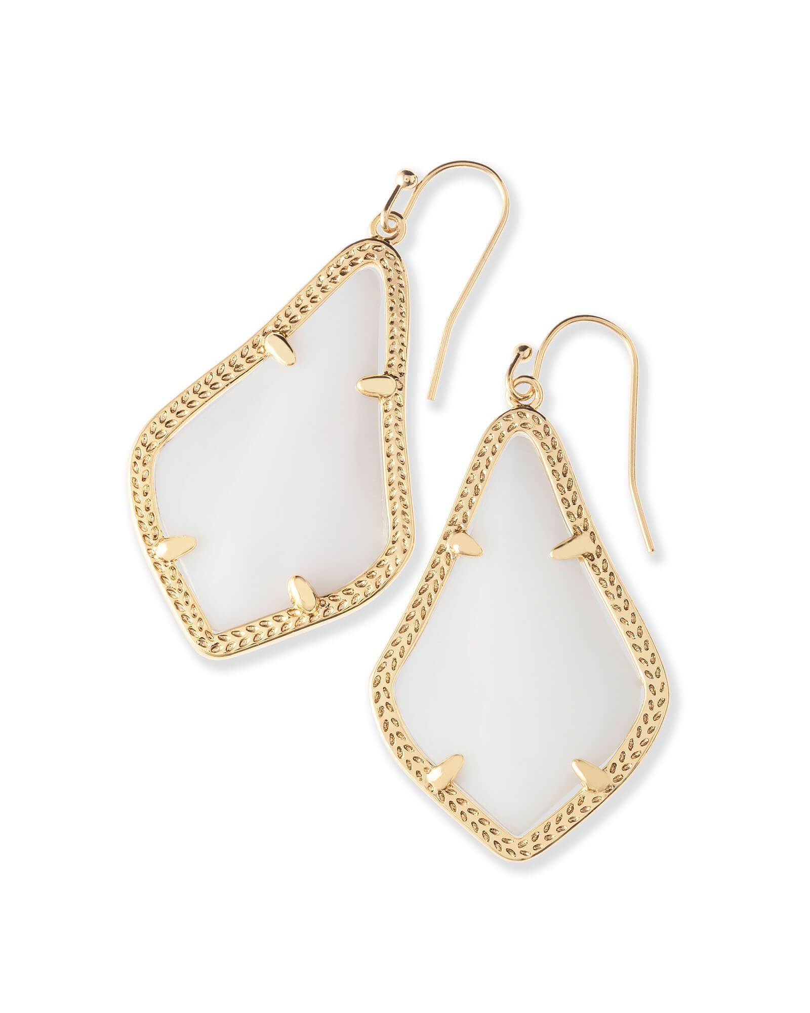 Alex Gold Drop Earrings in White Mother-of-Pearl | Kendra Scott