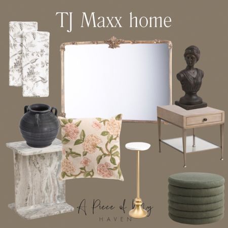 Obsessed with these new TJ Maxx finds! 


Gold mirror, floral pillow, green ottoman, statue, bust, marble side table, cocktail table 

#LTKhome #LTKfindsunder100 #LTKfindsunder50