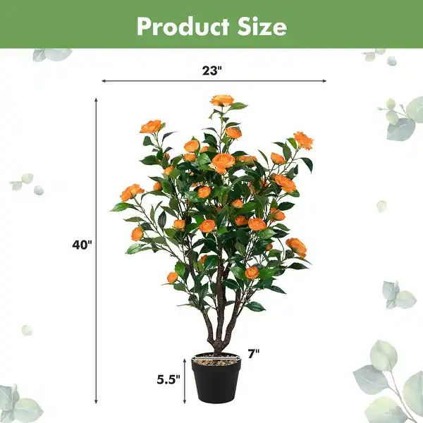 Gymax 3.3 FT Artificial Tree Artificial Camellia Tree Faux Plant for | Bed Bath & Beyond