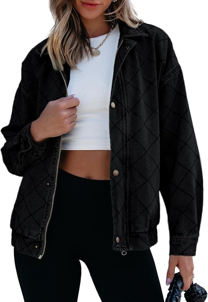 Sidefeel Women's Jean Jacket Long Sleeve Zimbaplatinum Overszied Denim Jackets Shacket Coat Fashi... | Amazon (US)