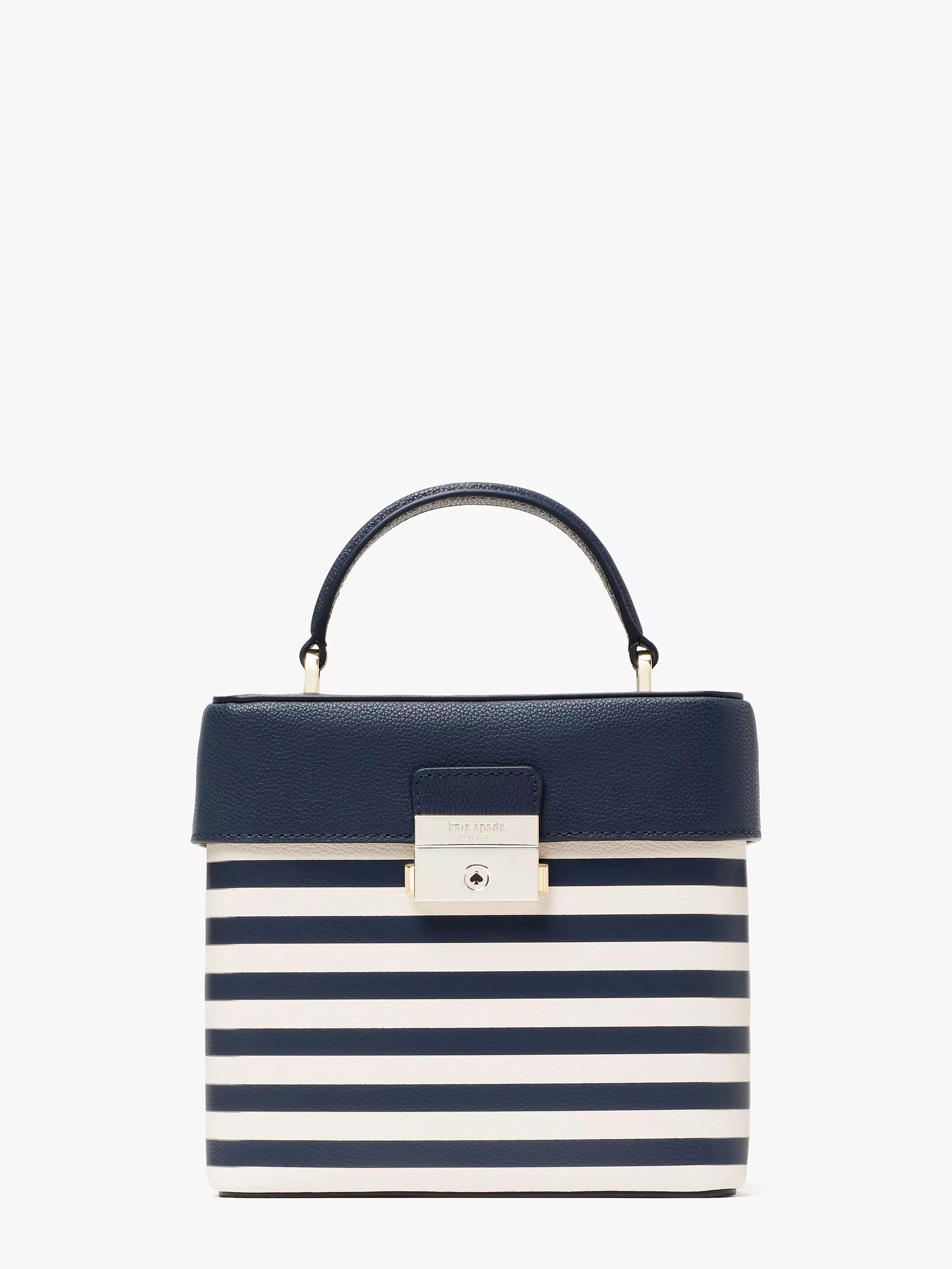 Kate Spade Small Stripe Printed Voyage Leather Top Handle Bag In Blazer  Blue
