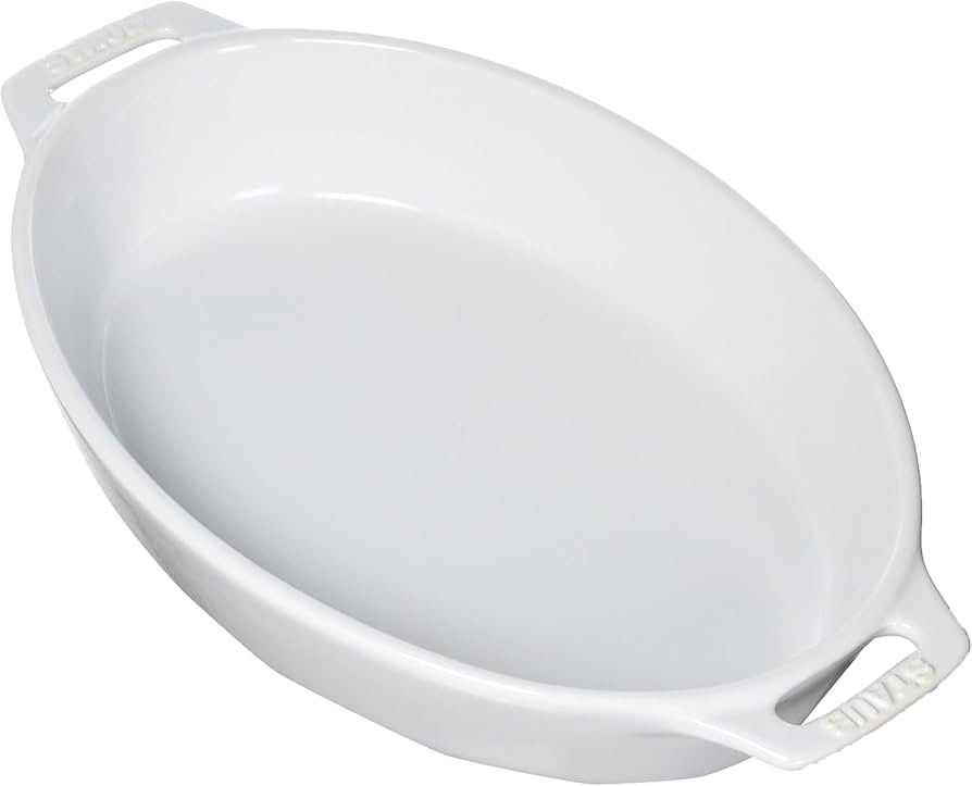 STAUB Ceramics Oval Baking Dish, 11-inch, White | Amazon (US)