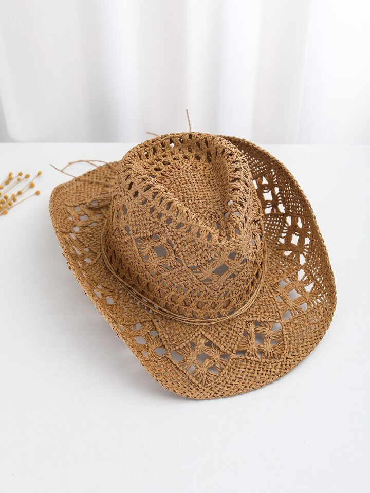 1 Peça Mulheres Escavar Chapéu De Palha Chapéu De Sol | SHEIN