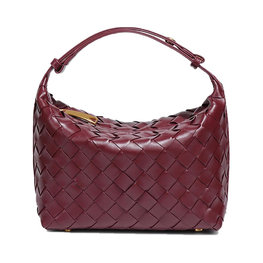 Vegan Leather Woven Hobo Bag – Mini Tote Purse, Braided Underarm Handbag for Women | Amazon (US)