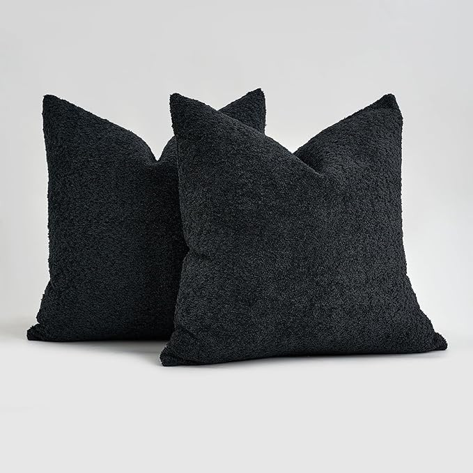 MOROCO Pillow Covers 18x18 Neutral Pillow Covers Textured Chenille Throw Pillows Set of 2 Farmhou... | Amazon (US)