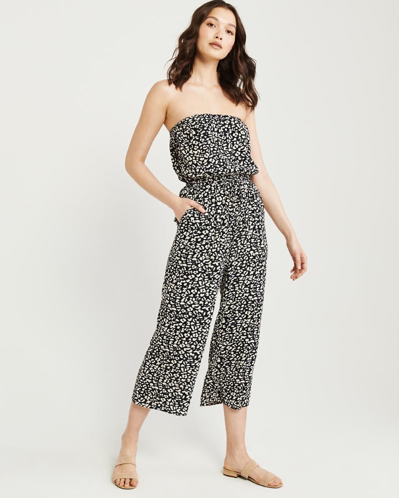 Strapless Drawstring-Waist Jumpsuit | Abercrombie & Fitch US & UK