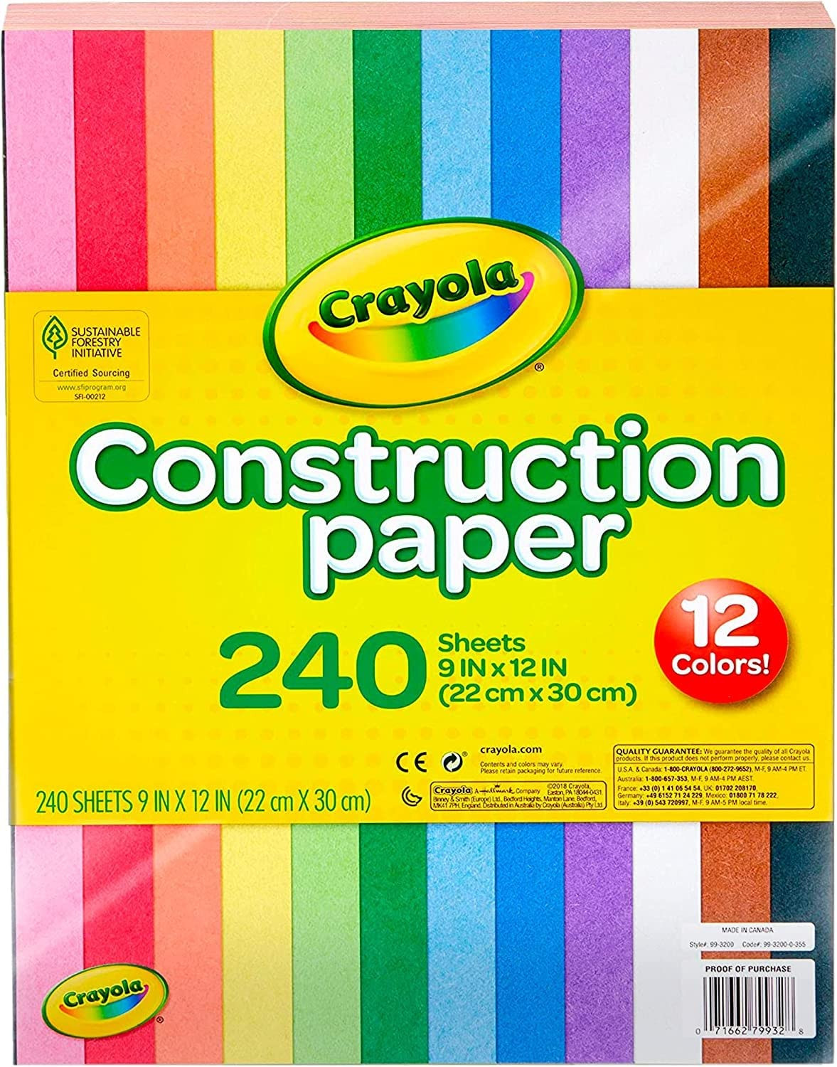 Crayola Construction Paper (240ct), 12 Assorted Colors, Kids Arts & Crafts Paper, Gifts for Kids, Classroom Supplies for Teachers | Amazon (US)