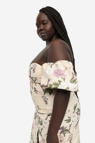 Off-the-shoulder Puff-sleeved Dress | H&M (US, CA, MX)
