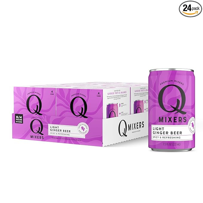 Q Mixers Light Ginger Beer, 7.5 Fl oz (Pack of 24), Only 40 Calories per Can, Premium Cocktail an... | Amazon (US)
