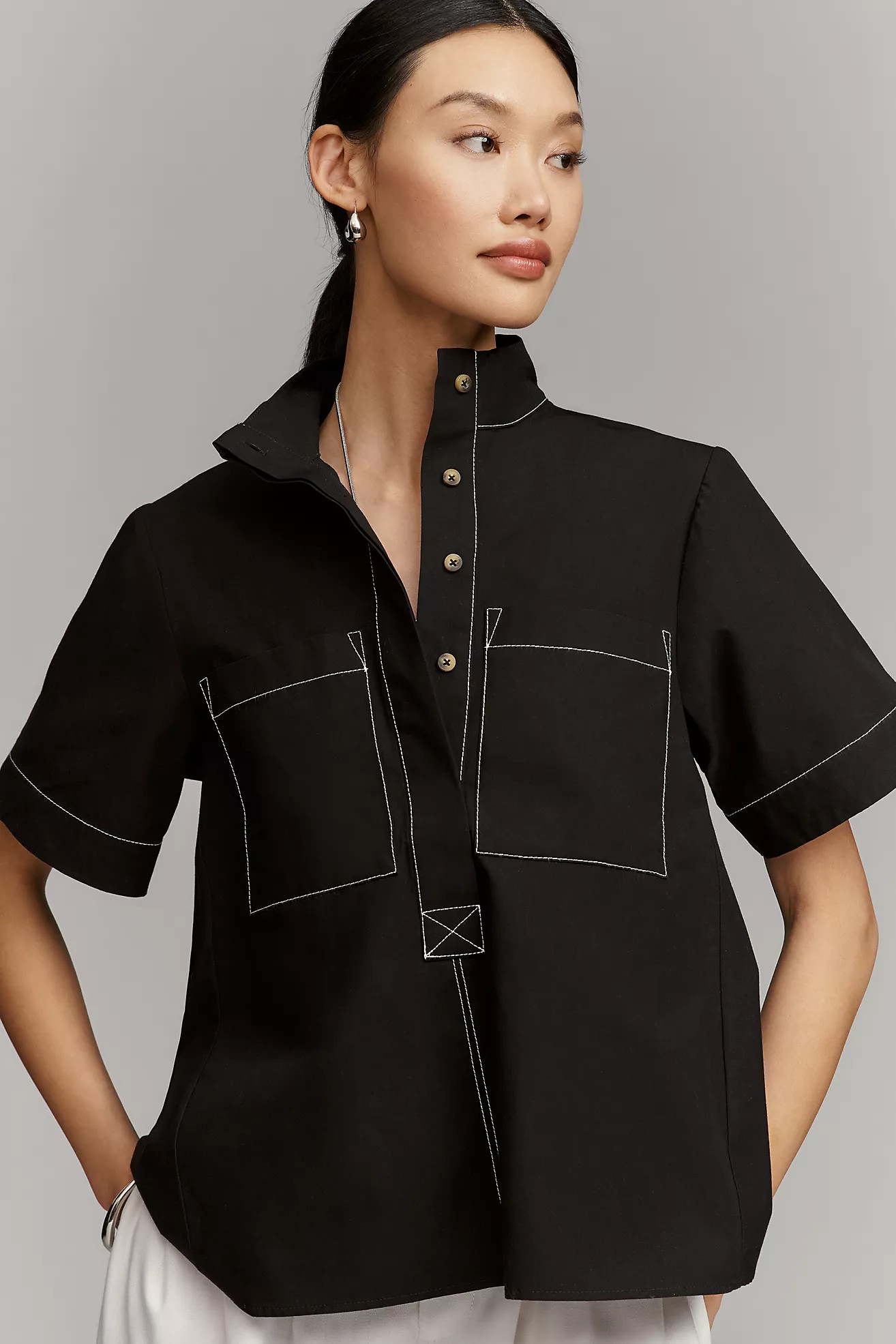 The Jeannie Popover Swing Top by Maeve | Anthropologie (US)